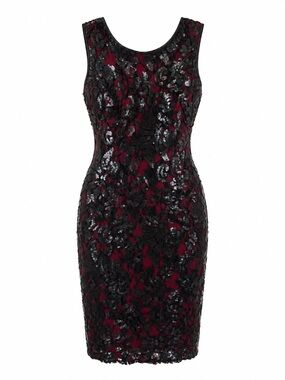 NWT Cache Size 0 Dark Romantic‎ Glam Party Dress Red Black Mesh & Sequins